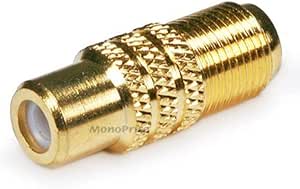 Monoprice 104131 Gold Plated RCA Female to F Female Adapter 2-Pack