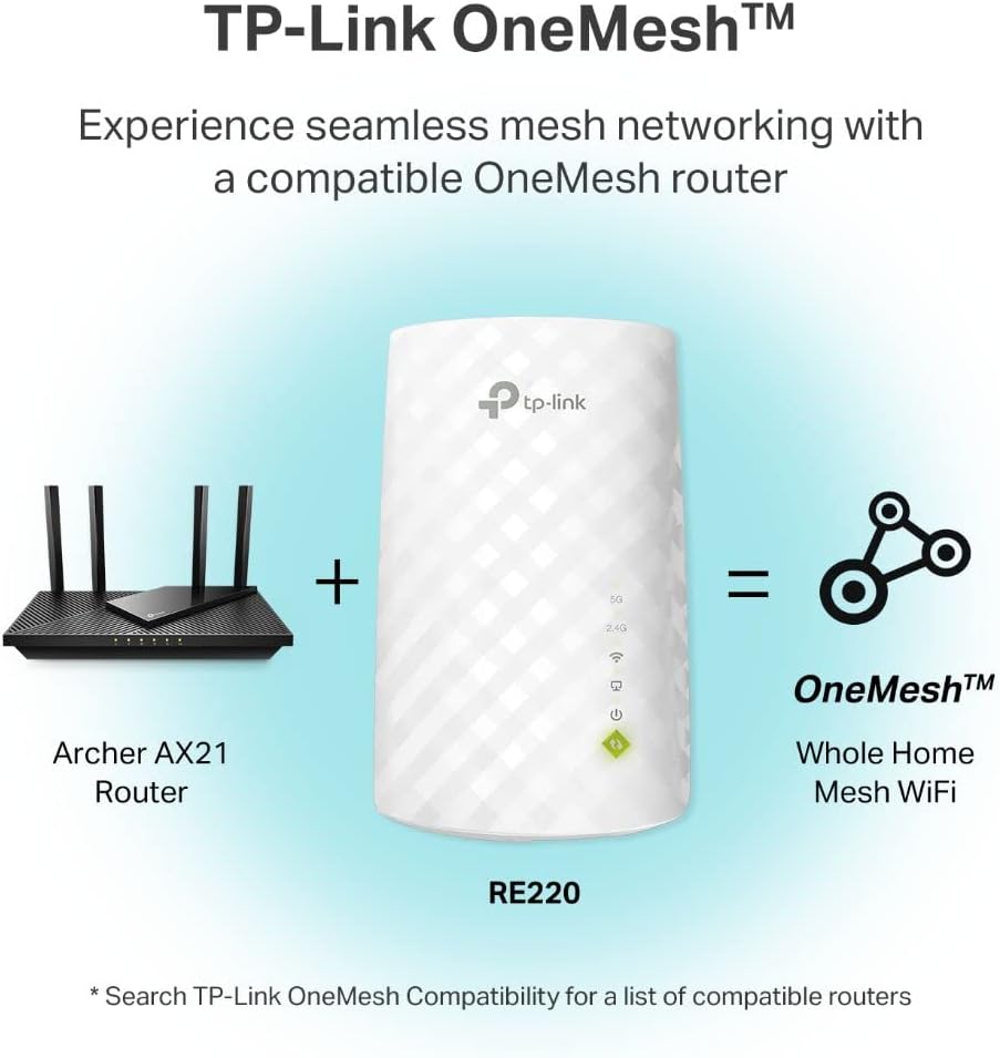 TP-Link RE220 WiFi Extender - Dual Band, 1200 Sq.ft Coverage