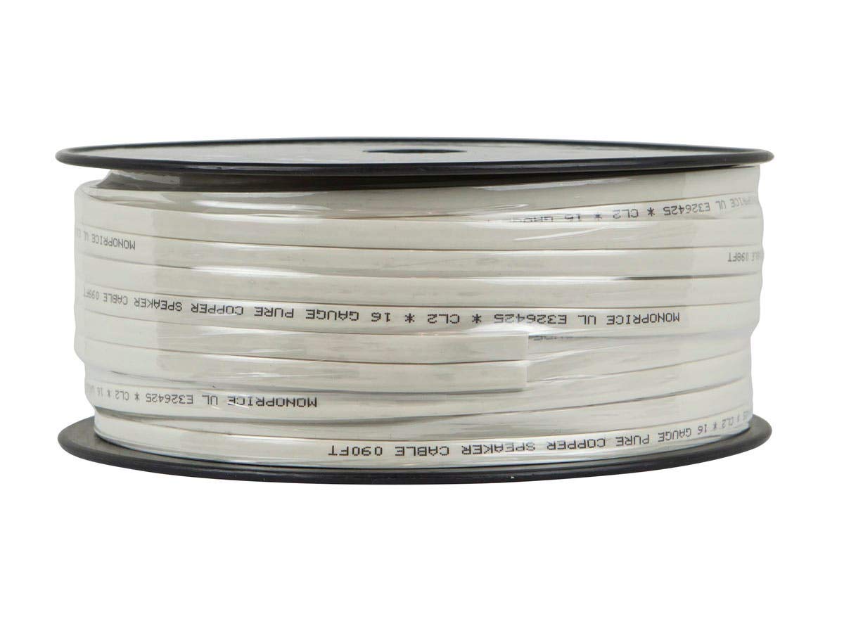 Monoprice 111936 Pure Copper Flat Speaker Wire - 16AWG, 100ft, CL2