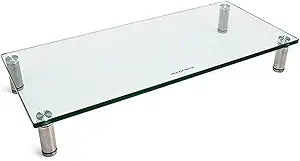 Monoprice Multimedia Desktop Stand 22 Inch Clear Glass
