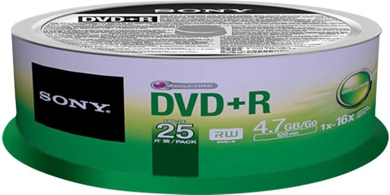 Sony 25DPR47SP 16x DVD+R 4.7GB Recordable Media - 25-Pack