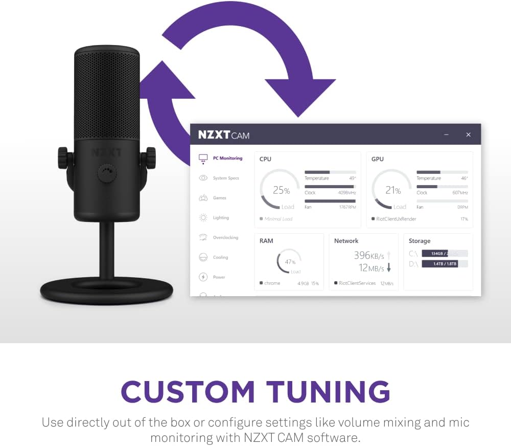 NZXT AP-WMMIC-B1 Capsule Mini USB Streaming Microphone