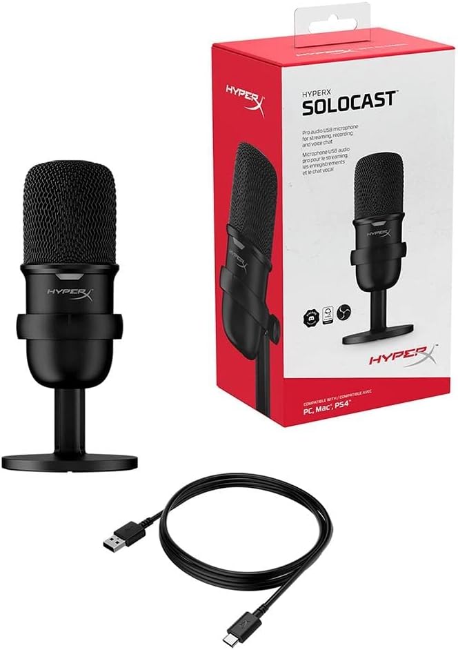 HyperX HMIS1X-XX-BK/G SoloCast USB Condenser Gaming Microphone