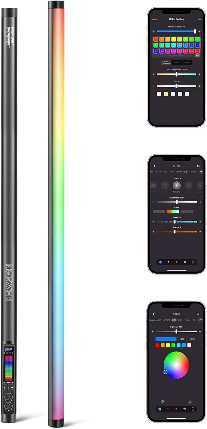 Neewer TL120C RGB Tube Light: 42W, APP/2.4G/DMX Control — main product image