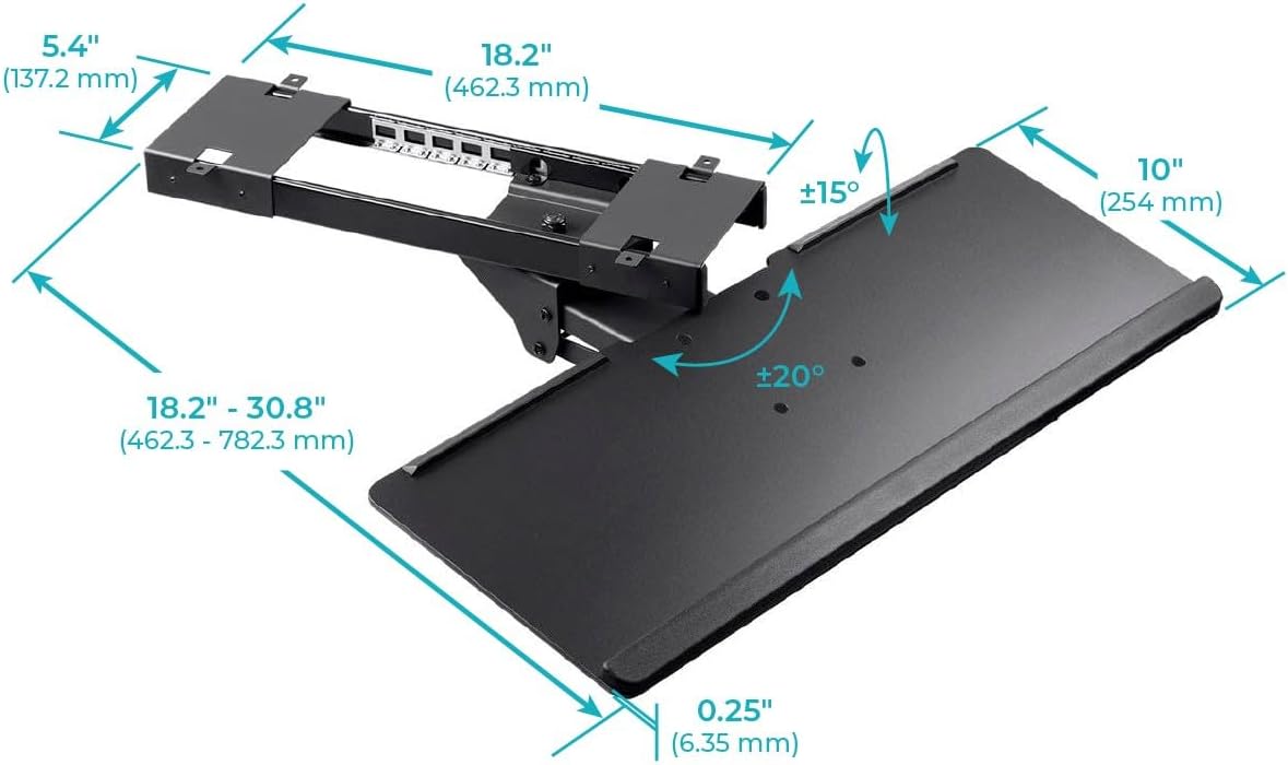 Monoprice 124639 Adjustable Ergonomic Keyboard Tray - Black