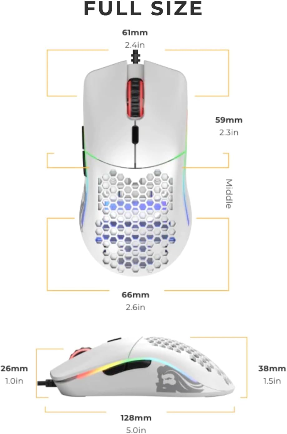 Glorious GO-WHITE Model O Wired Gaming Mouse