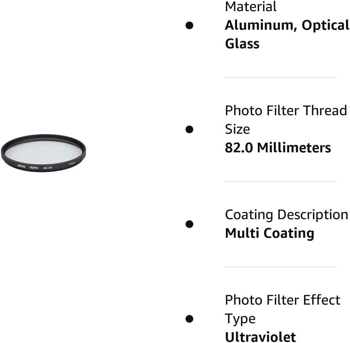 Hoya UV Filter ALPHA UV 82MM Multi-Coated Lens