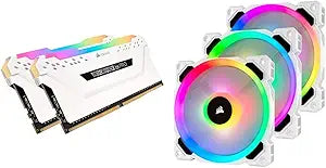 Corsair CMW32GX4M2C3200C16W Vengeance RGB Pro - 32GB DDR4 White Kit + Fans