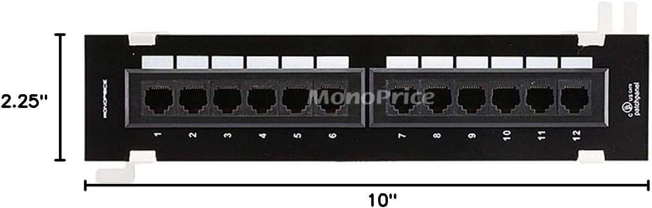 Monoprice 107304 12-Port Vertical Cat6 Mini Patch Panel
