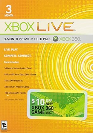 Microsoft 3-Month Gold Xbox Live Subscription Card — main product image