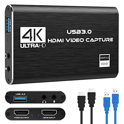 Capture Card Nintendo Switch, 4K HDMI Video Capture Card, 1080P 60FPS, HDMI to USB 3.0 Capture Card for Streaming Work with Camera/Xbox/PS4/PS5/PC/OBS — main product image