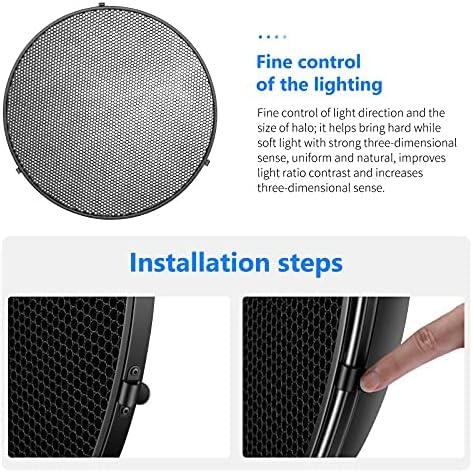 Neewer 10092757 21.6" Beauty Dish Bowens Mount Reflector - Honeycomb Grid & Diffuser