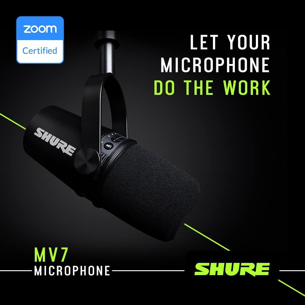 Shure MV7-K USB/XLR Dynamic Podcast Microphone - Black