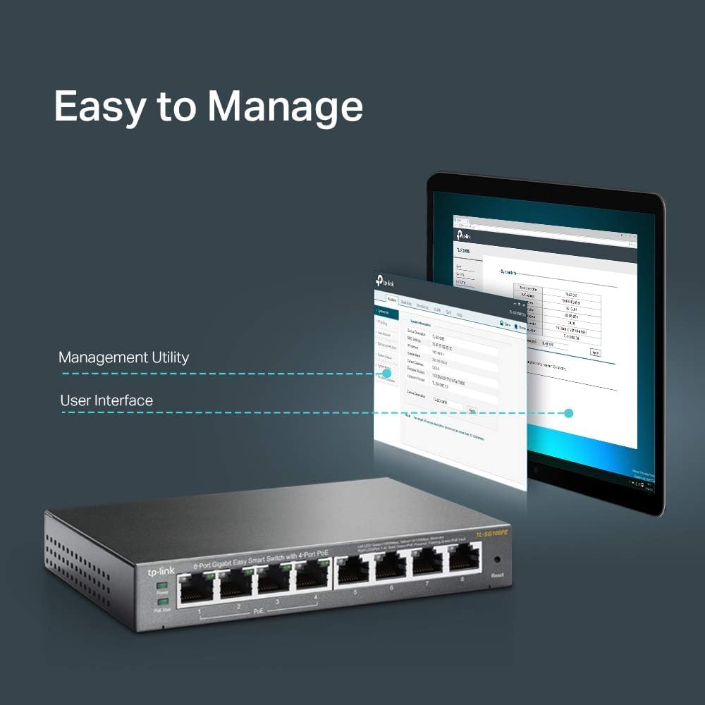 TP-Link TL-SG108PE 8-Port Gigabit PoE Easy Smart Switch
