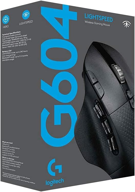 Logitech 910-005622 G604 Lightspeed Wireless Mouse (Renewed)