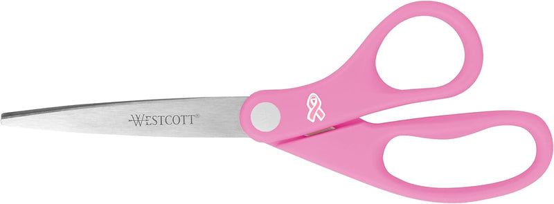Westcott 15387 8-Inch Pink Ribbon Stainless Steel Scissors — main product image