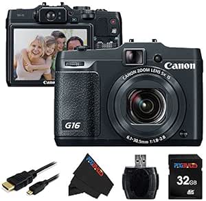 Canon PowerShot G16 12.1MP Digital Camera 5x Zoom Bundle