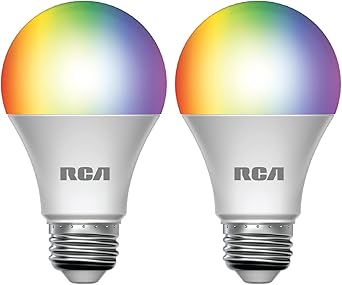 RCA RCA-A19RGBCCT Smart WiFi RGB LED Light Bulb 2-Pack