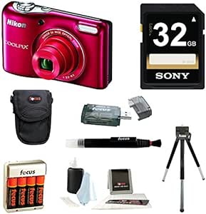 Nikon COOLPIX L32 Red Digital Camera Bundle