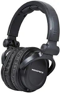 Monoprice 108323 Hi-Fi DJ Headphones with Mic Black