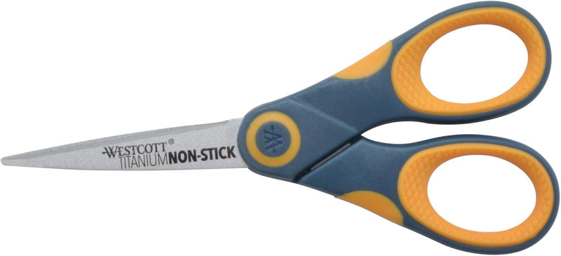Westcott 14881 5-Inch Non-Stick Titanium Scissors Yellow/Gray — main product image