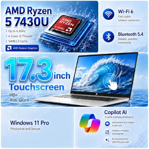 HP 17 Touchscreen Laptop, Ryzen 5 with 32GB RAM and 1TB SSD — main product image