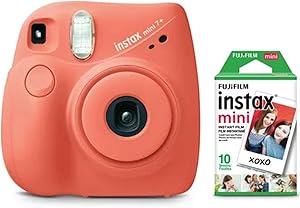 FujiFilm Instax Mini 7+ Camera Bundle Light Coral - 10 Film Pack