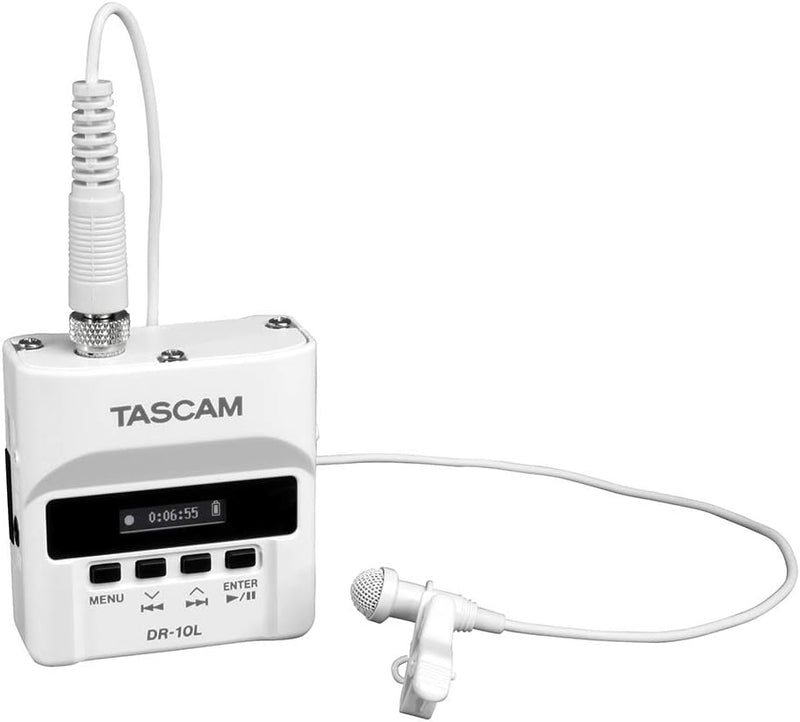 Tascam DR-10LW Digital Audio Recorder Lavalier Mic White — main product image