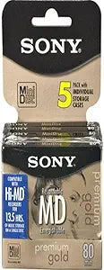 Sony 5MDW80PL MiniDisc MD Premium Gold 80 Minute 5-Pack
