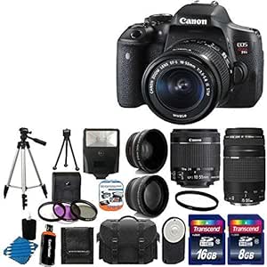 Canon EOS Rebel T6i DSLR Camera Bundle - 18-55mm & 75-300mm Lenses