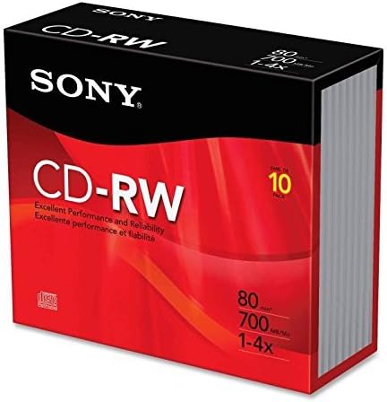 Sony 10CRW80SS CD-RW Rewritable Discs 10-Pack Jewel Cases