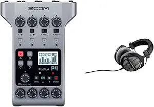 Zoom PodTrak P4 Podcast Recorder with Beyerdynamic DT 990 Pro Headphones