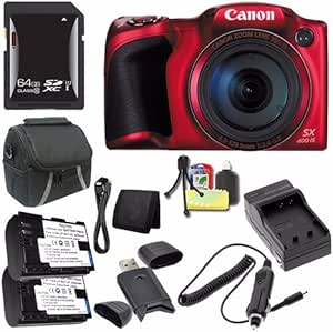 Canon 9769B001-3 PowerShot SX400 Red Camera Bundle