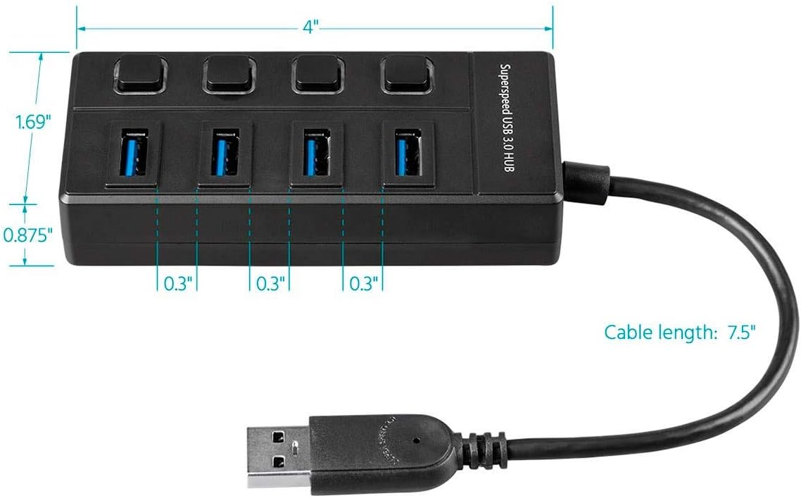 Monoprice 124261 4-Port USB 3.0 Switch Hub