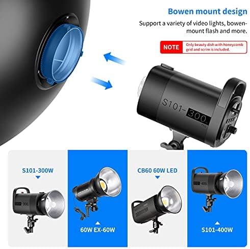 Neewer 10092757 21.6" Beauty Dish Bowens Mount Reflector - Honeycomb Grid & Diffuser
