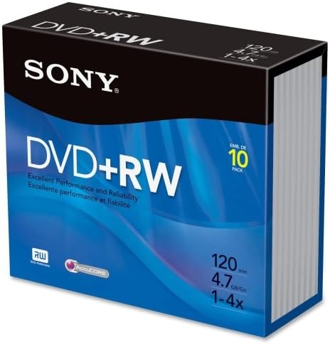 Sony 10DPW47SS DVD+RW Rewritable Disks 4.7GB 10-Pack