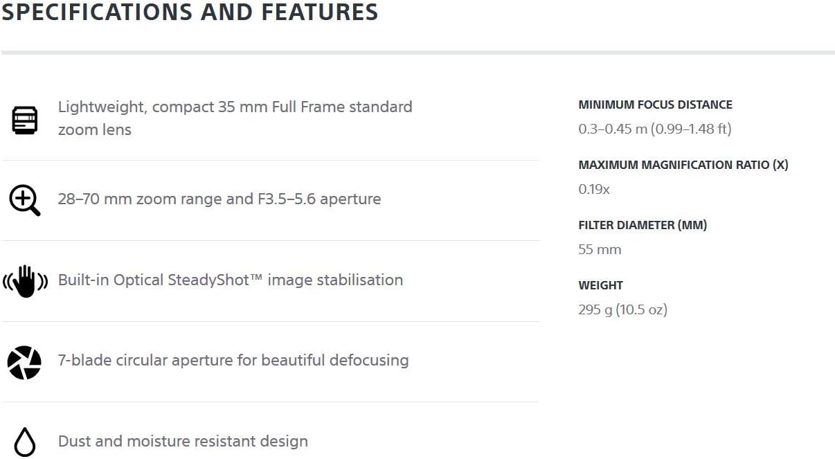 Sony fe2870 28-70mm OSS Full-Frame Zoom Lens Renewed