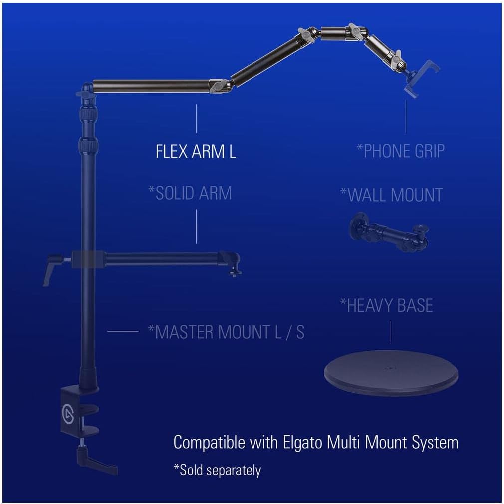 Elgato 10AAB9901 Master Mount L Desk Clamp Pole