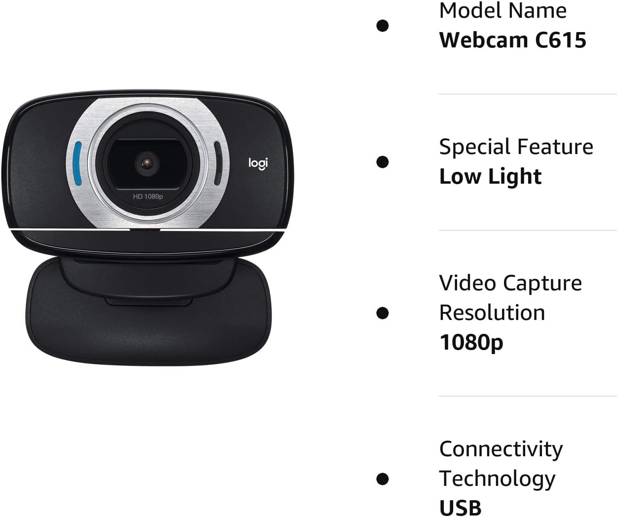 Logitech 960-000733 HD Laptop Webcam C615 Renewed