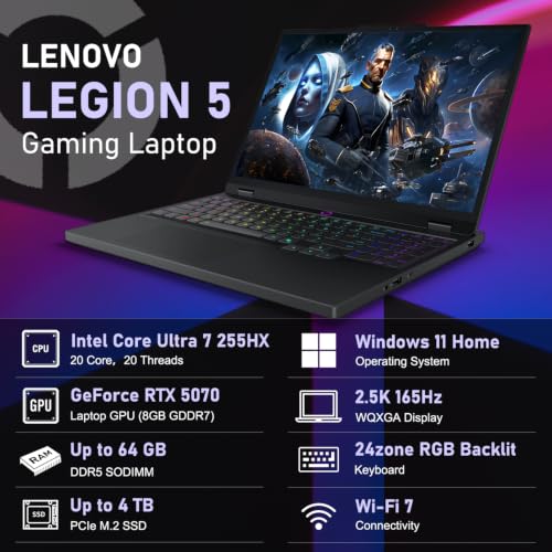 Lenovo Legion 5 RTX 5070 Core Ultra 7 Gaming Laptop — main product image