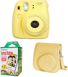 Fujifilm Instax Mini 8 Yellow Bundle: Film + Case