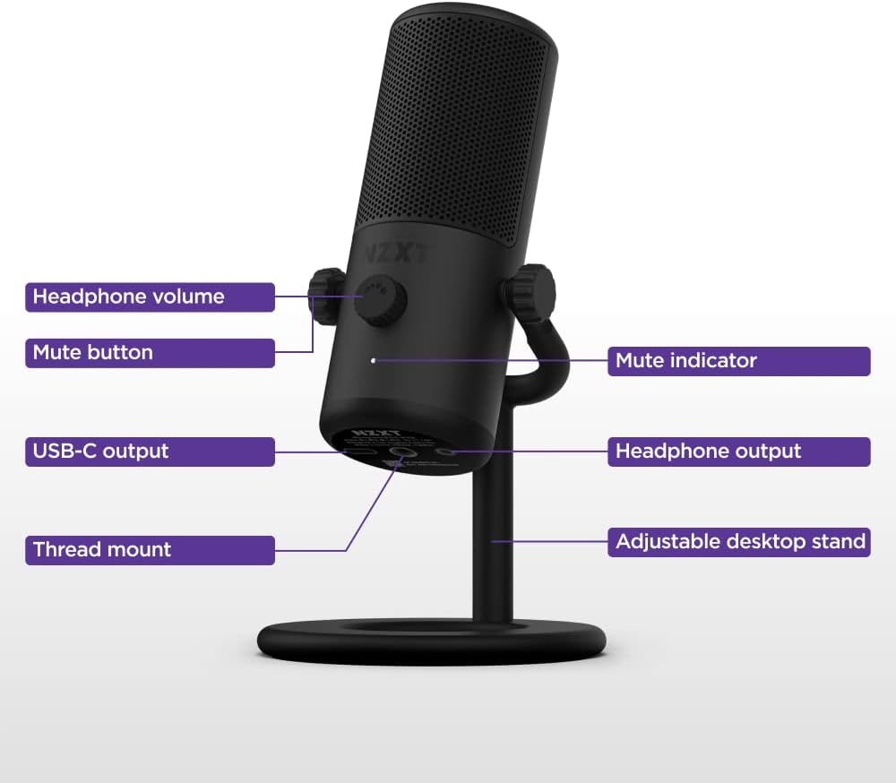 NZXT AP-WMMIC-B1 Capsule Mini USB Streaming Microphone