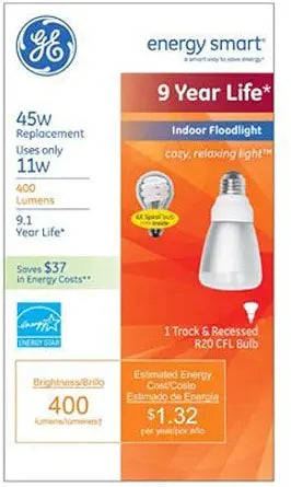 GE 80892 CFL 11W R20 Floodlight Bulb 10-Pack