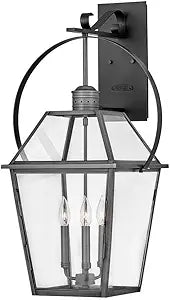 Misc 3-Light Blackened Brass Outdoor Wall Lantern