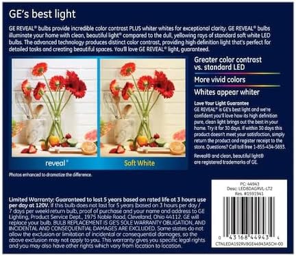 GE Reveal LED A19 Light Bulbs Dimmable 2-Pack