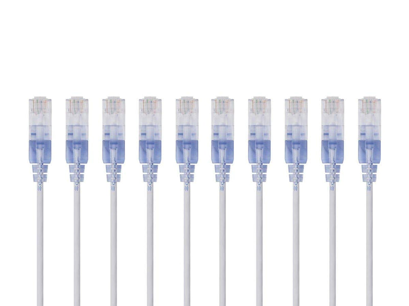 Monoprice 129456 Cat6A 6in White SlimRun Ethernet Cable 10-Pack — main product image