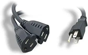 Monoprice 41087 3ft Power Cord Splitter 5-15P to 2X 5-15R