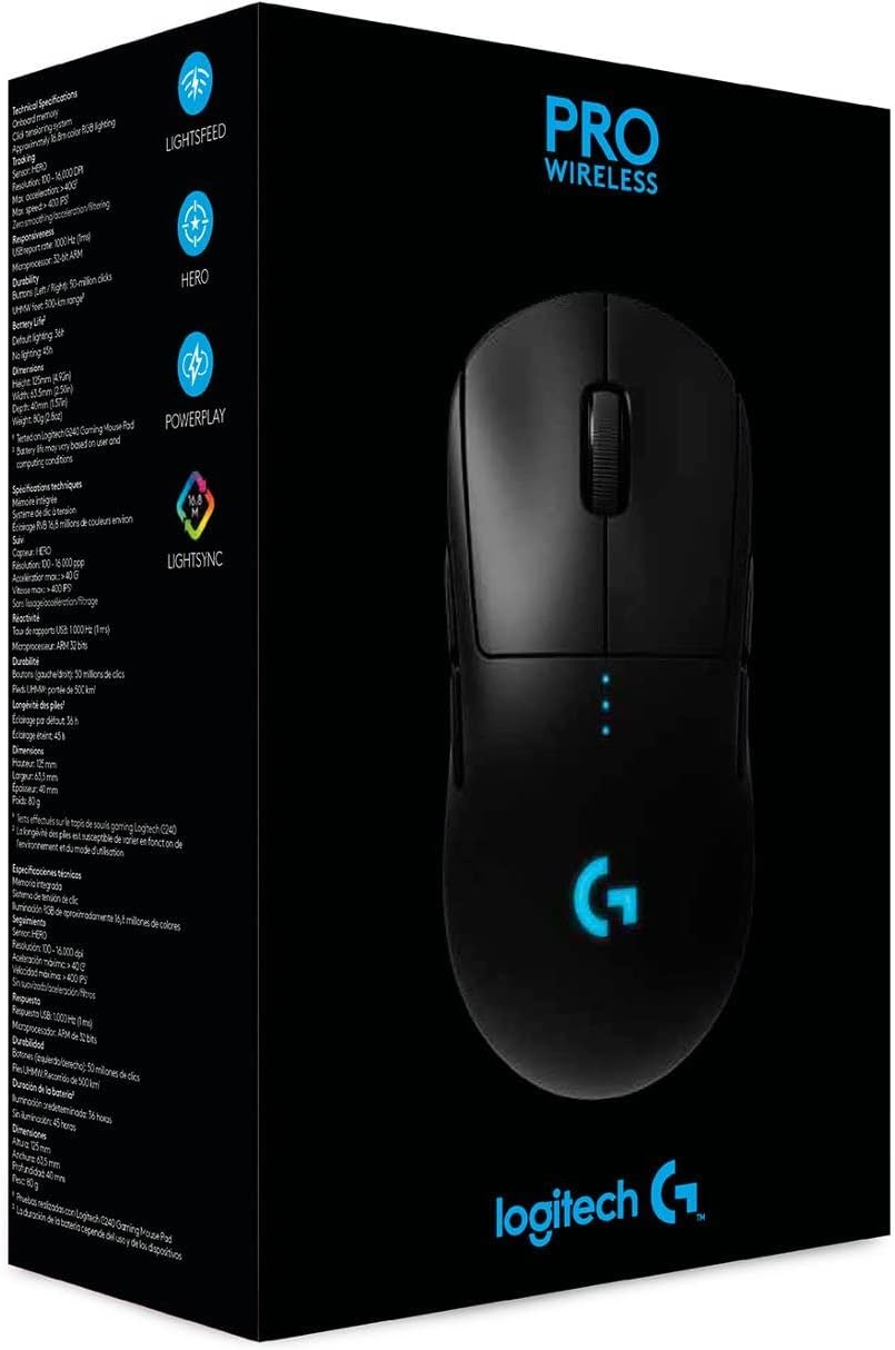 Logitech G Pro Wireless Gaming Mouse, HERO 25K, Renewed