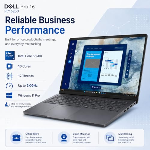 Dell Pro 16 Business Laptop with Intel Core 5 and Windows 11 Pro — main product image