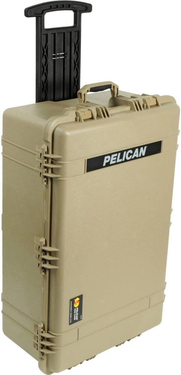Pelican 1650 Watertight Hard Case, Wheeled, No Foam - Desert Tan